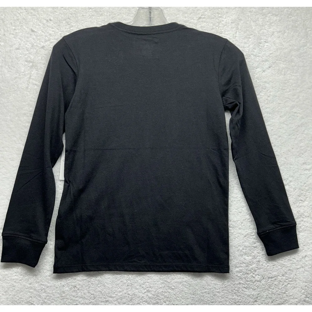 Champion Kids Size S Black Long Sleeve Crew Neck T Shirt New (U6)